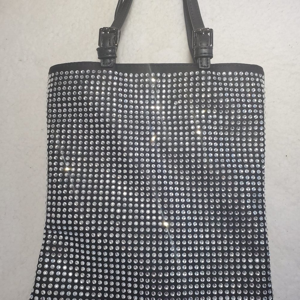 Rhinestone and Black PU Leather Crossbody Bag - NWOT